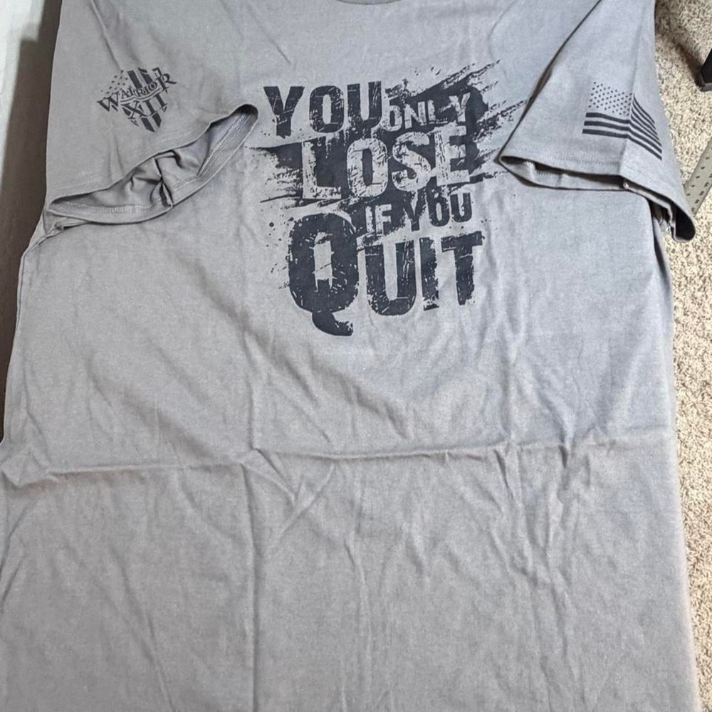 Warrior XII Gray You Only Lose If You Quit Graphic Tee Mens 3XL Tall Gildan